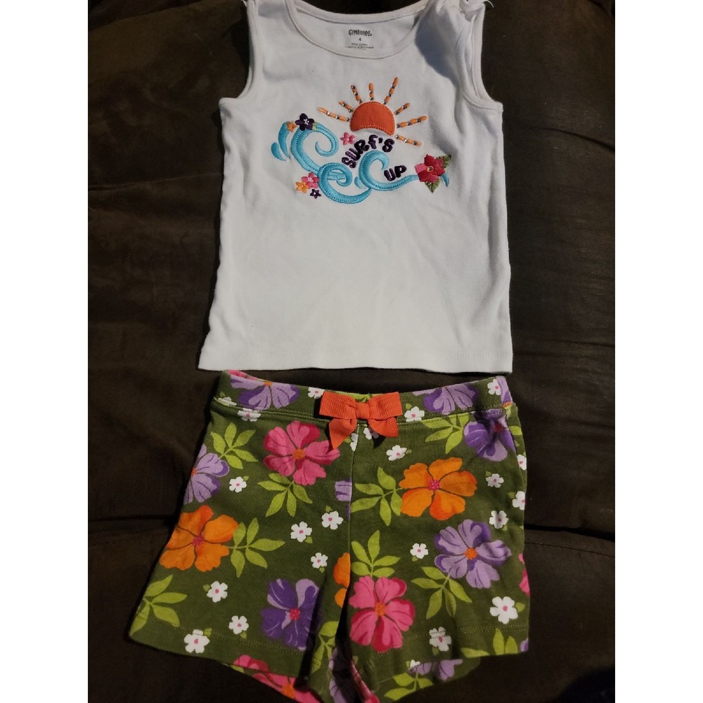 Gymboree surf adventure surf's up tank and floral shorts size 4